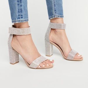 Jeffrey Campbell Lindsay Sparkle Nude Champagne Heel Women’s Size 7.5